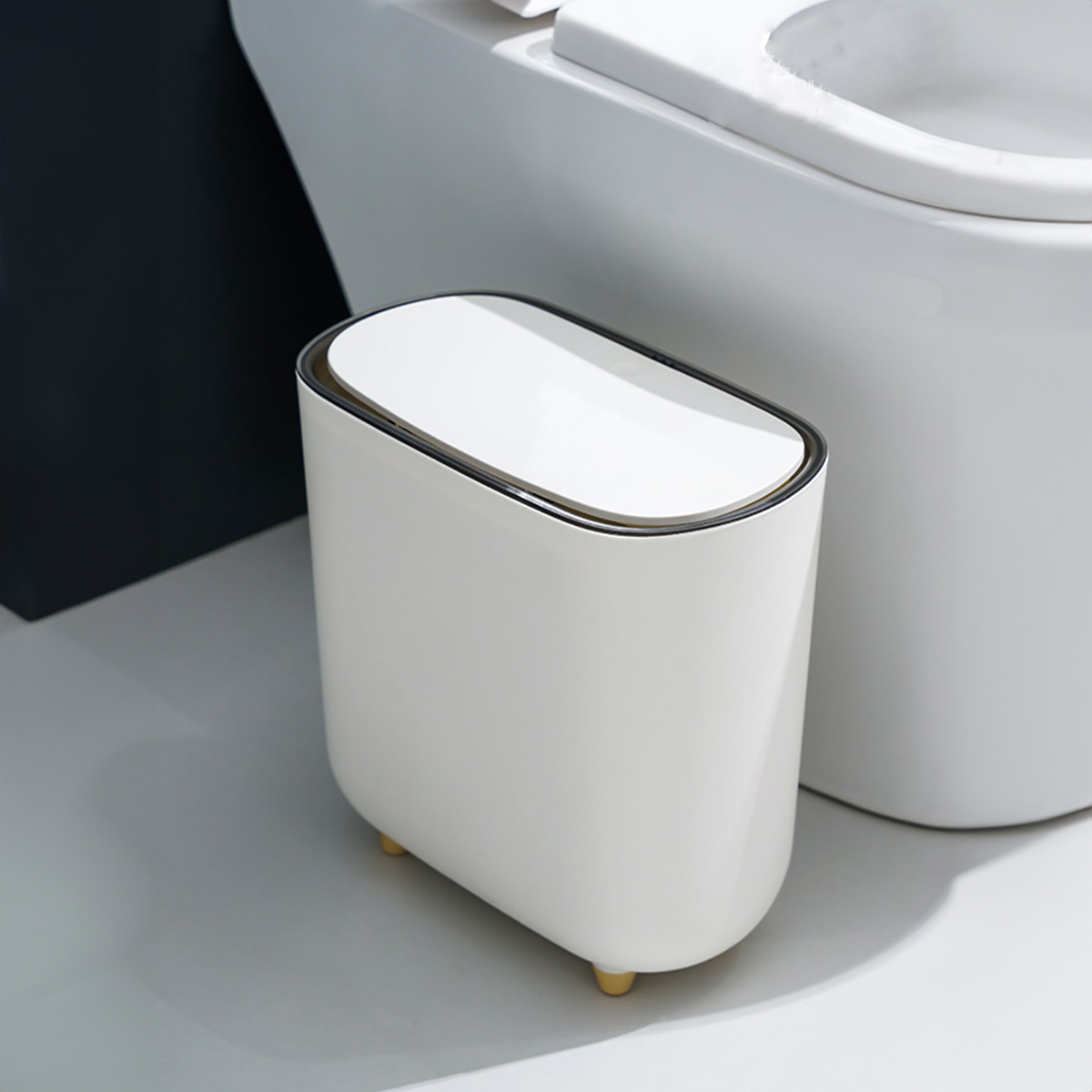 Bathroom Gap Narrow Shape Press Ring Trash Can with Lid for Garbage Sorting