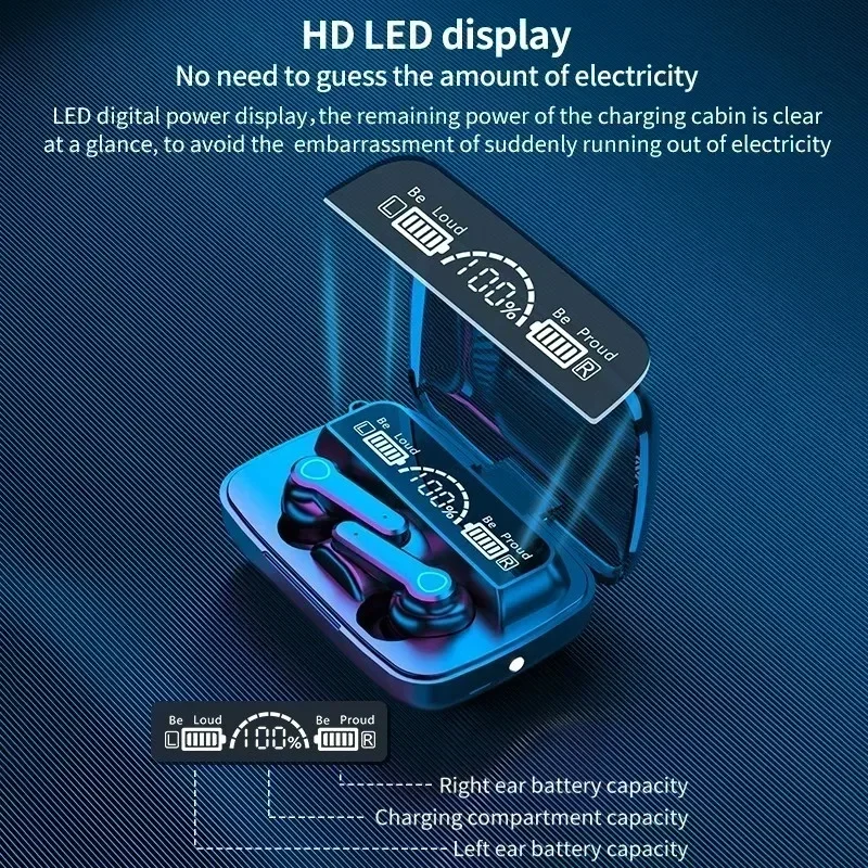 HiFi TWS Bluetooth Headphones with LED Display Waterproof Earbuds