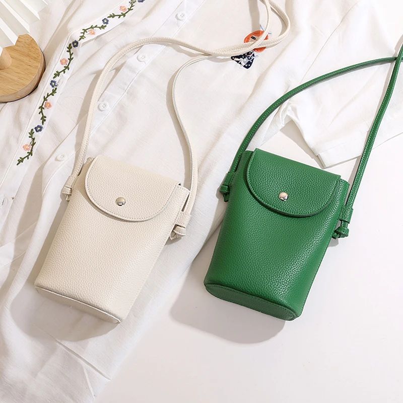 Soft Flap Womens Crossbody Phone Bag, PU Leather Shoulder Purse with Adjustable Strap