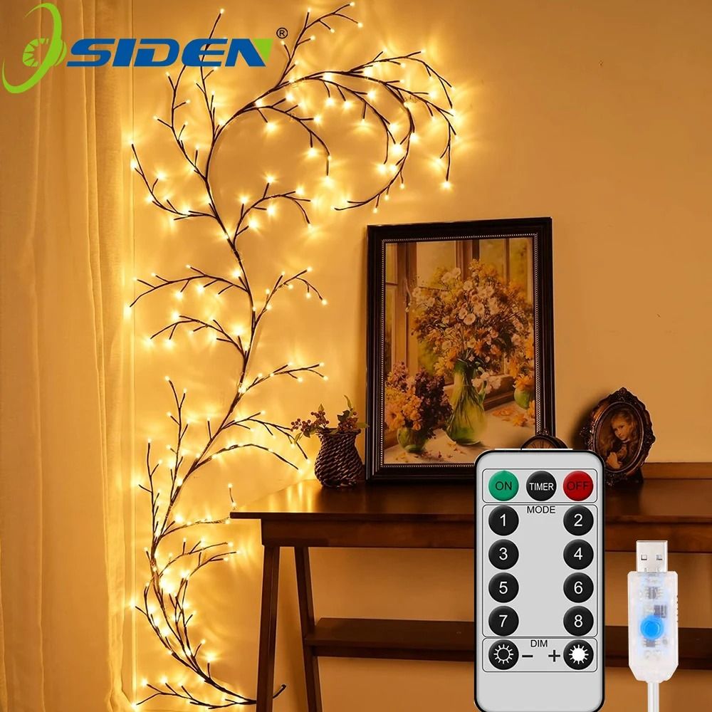 DIY Festive Tree Vine Willow Branch Light USB and Solar Powered 8-Mode Decorative Lamp