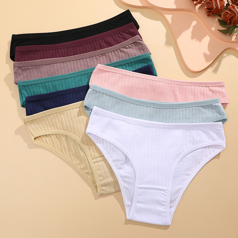 Women's Cotton Underwear 6 Piece Set Sexy & Comfortable Briefs, Soft Stretch Lingerie in Striped & Solid Colors