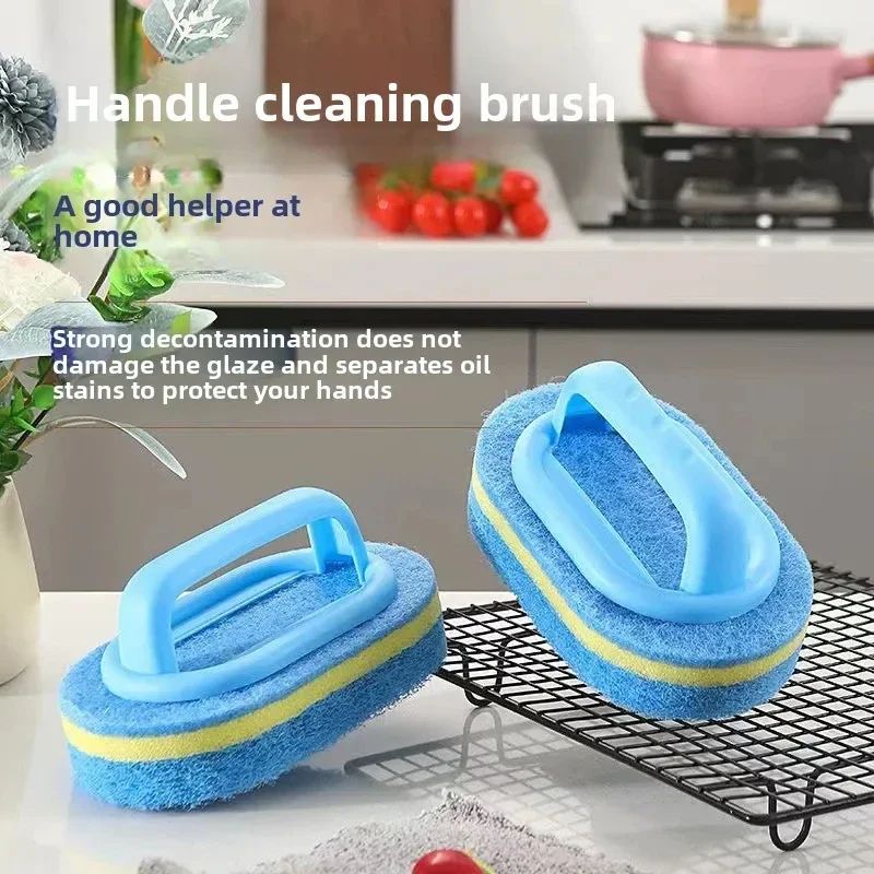 Multipurpose Cleaning Brush with Handle Sponge for Kitchen and Bathroom