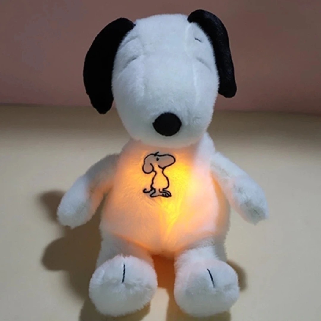 Cute Glowing Breathing Snoopy Plush Toy Baby Sleep Aid Calming Stuffed Animal Bedtime Gift