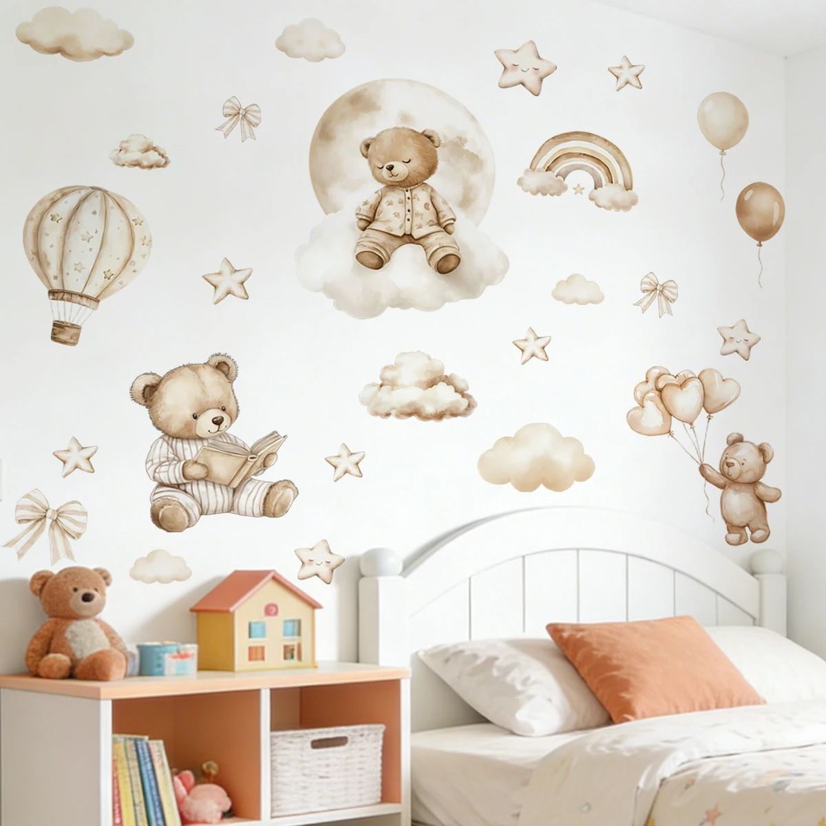 Boho Teddy Bear Balloon Wall Sticker Decal