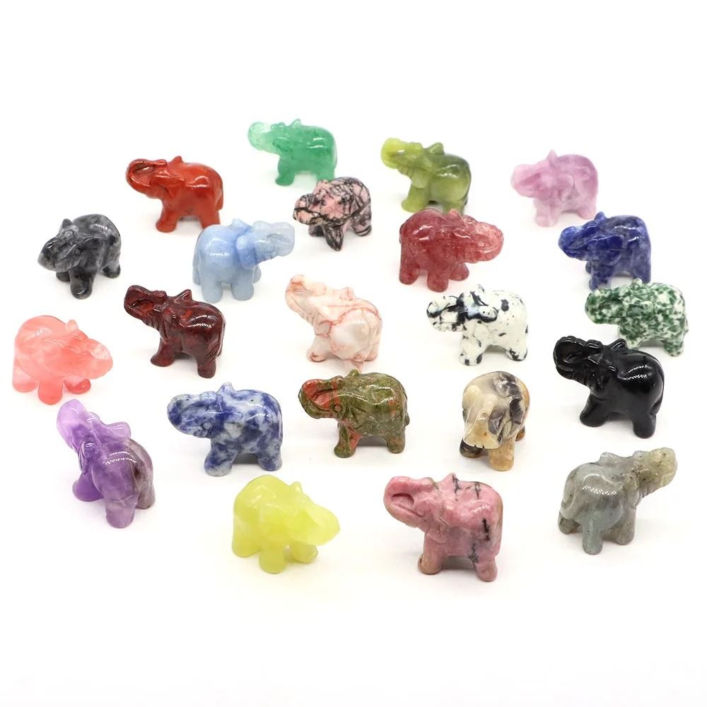 Crystal Elephant Figurine Mini Amethyst Stone Animal Decor for Healing and Home Display