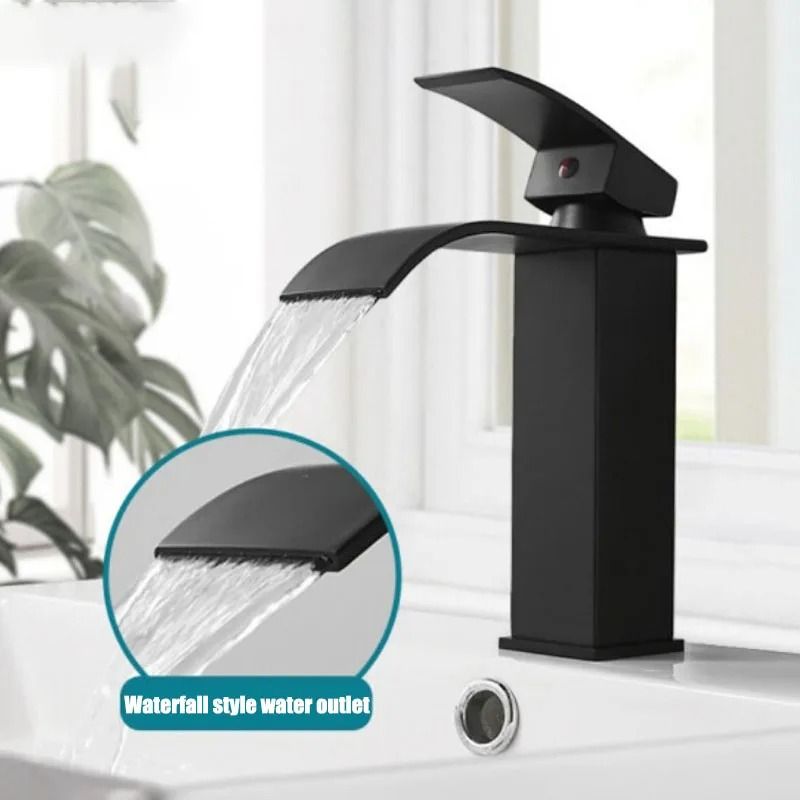Modern Waterfall Bathroom Sink Faucet Dual Control Hot and Cold Mixer Tap