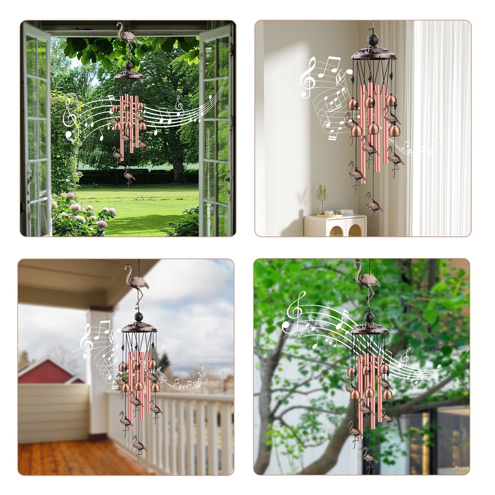 Large Flamingo Metal Wind Chimes for Outdoor Garden | Premium Aluminum, Relaxing Sound & Decorative