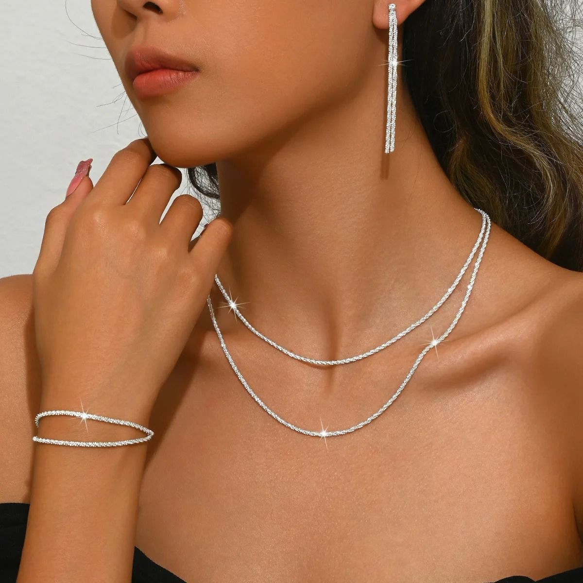 Silver Plated Necklace and Bracelet Set