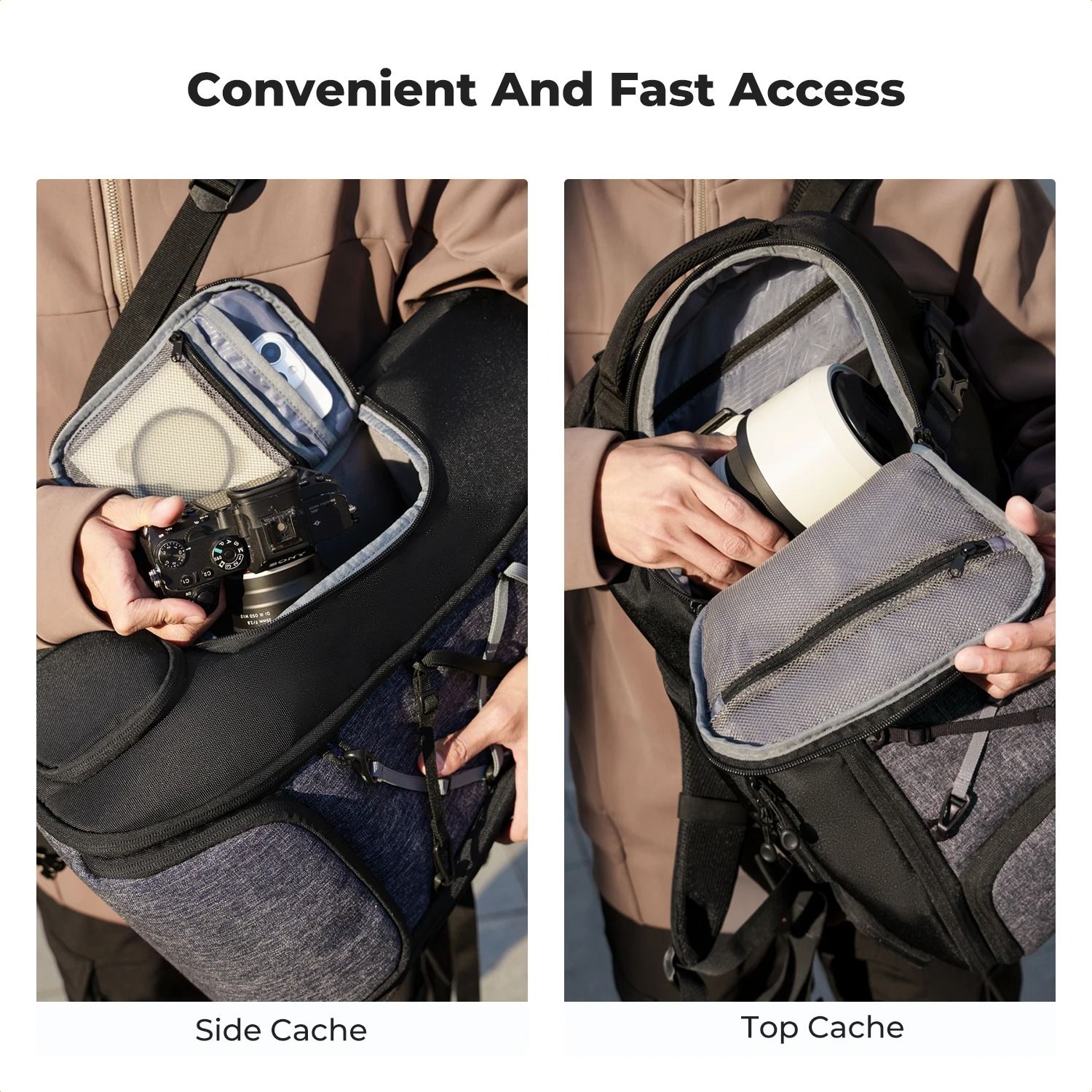 K and F Concept Large Camera Backpack 25L 32L with Laptop Sleeve Tripod Strap and Rain Cover