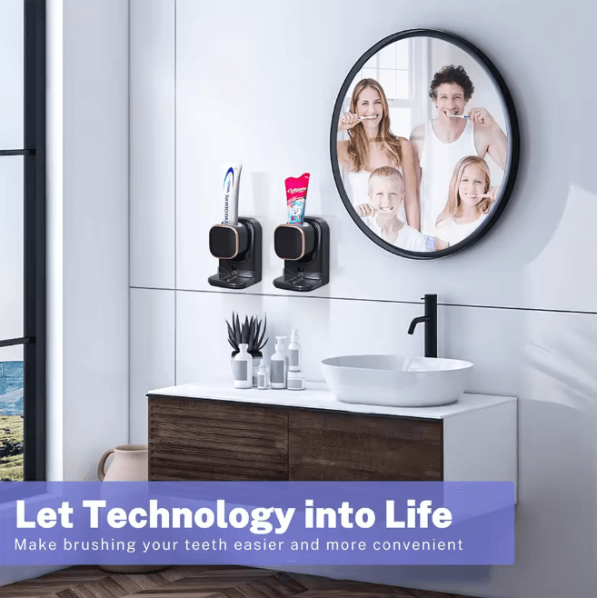 AutoPress Wall Mounted Automatic Toothpaste Dispenser Touch Free Bathroom Use