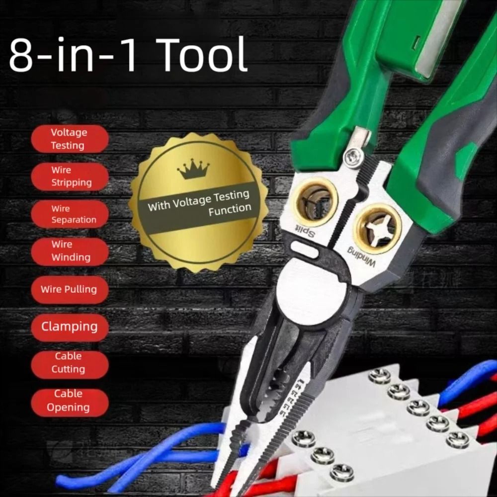 8-in-1 Precision Wire Stripper – Integrated Voltage Tester & Electric Pliers – High-Yield Electrical Interaction Hub