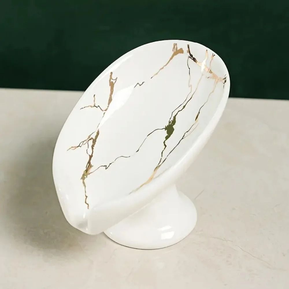 Premium Ceramic Leaf Shape Soap Holder – Elegant Bathroom & Kitchen Self-Draining Dish