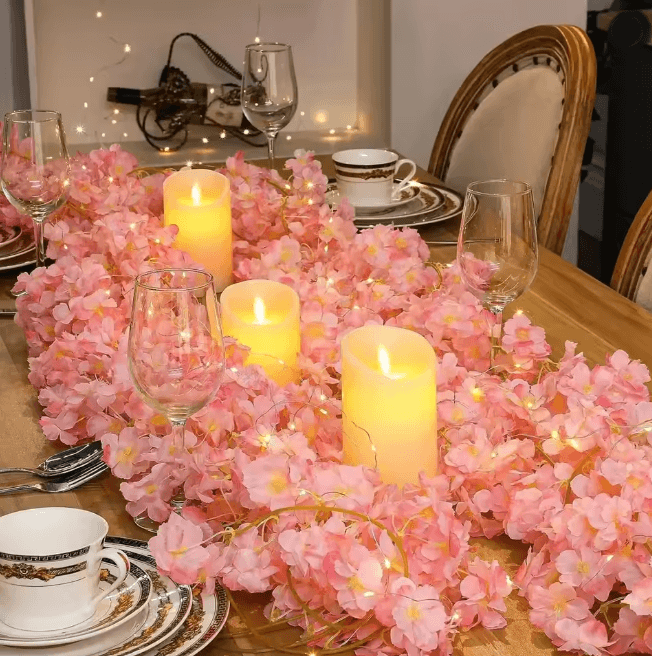 BlossomGlow Cherry Blossom String Lights Fairy Flower Garland