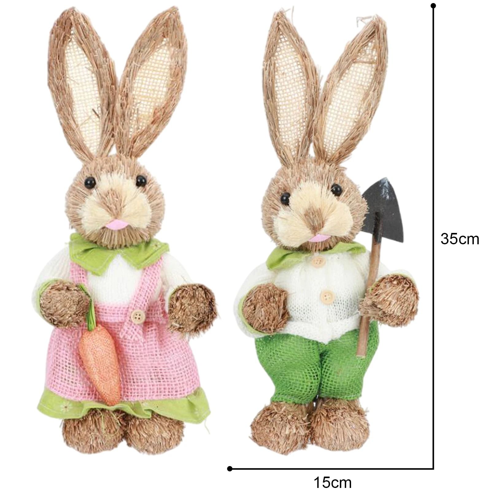 Easter Straw Rabbit Duo – High-Definition Artisanal Botanical Sculptures