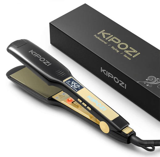 KIPOZI Titanium Hair Straightener Professional LCD Flat Iron & Curling Styler