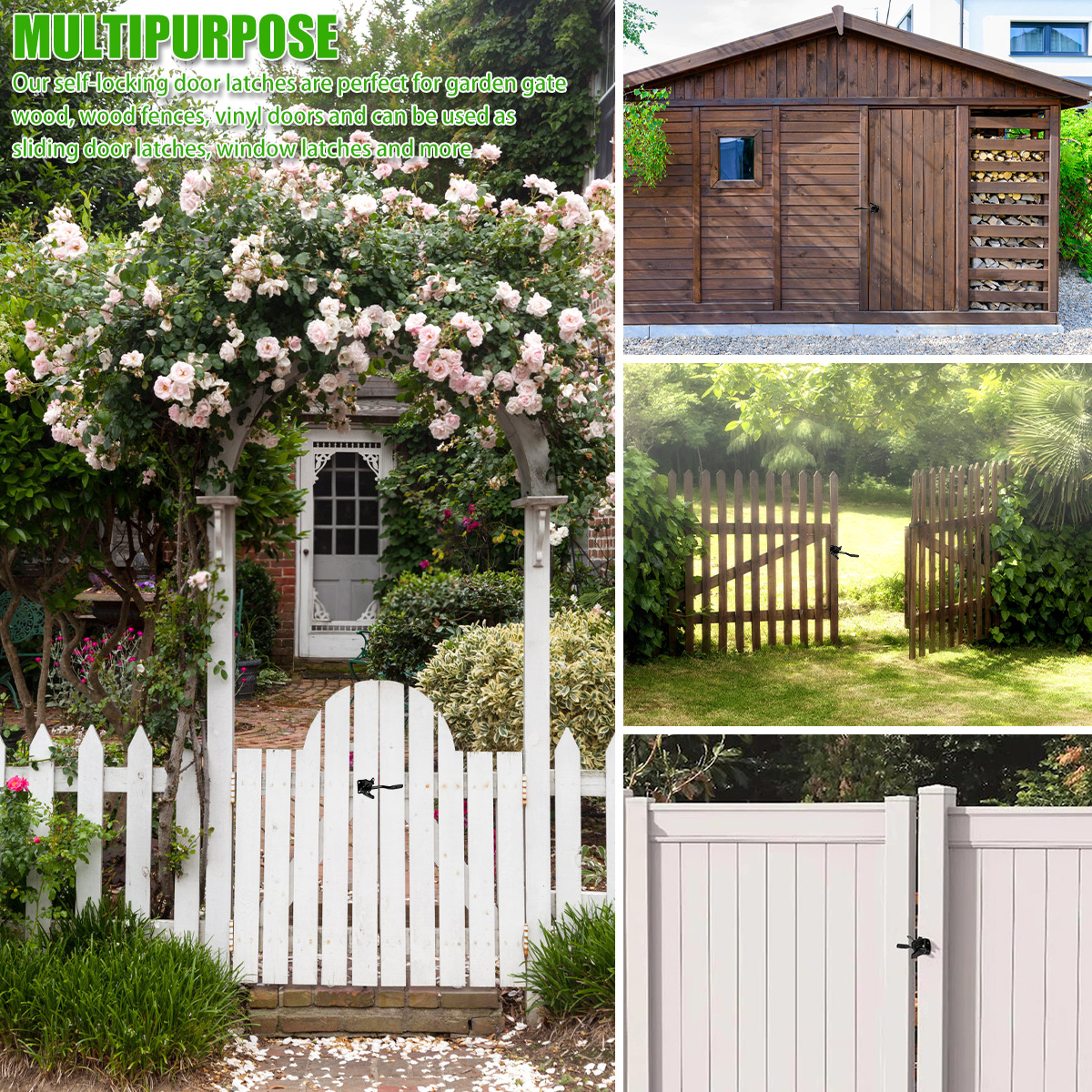 Self Locking Gate Latch, Carbon Steel, High Quality, Post Mounted, Lever Locking, Fence Gate Catch, Resistant Safe Lock