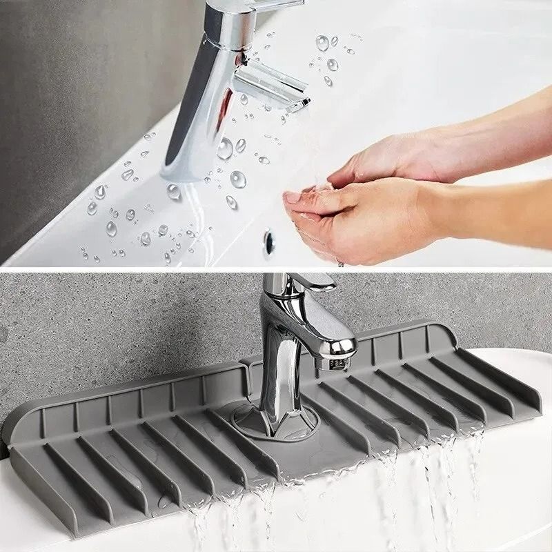 Silicone Faucet Mat Dish Soap Sponge Holder Sink Kitchen Countertop Drying Mat