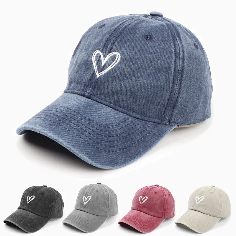 LoveScript Vintage Embroidered Baseball Cap – Lightweight Washed Cotton Couple Baseball Cap for Everyday Style