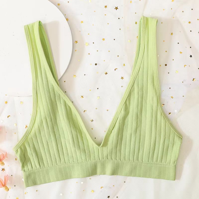 Women's Deep V-Neck Seamless Push-Up Bralette Wireless Lingerie Crop Top
