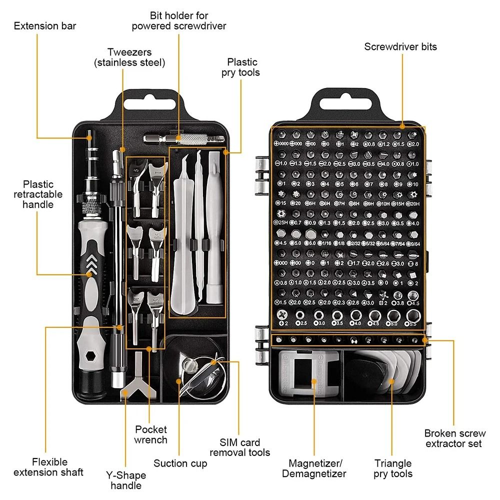 Precision Magnetic Screwdriver Set with Multi Bit Options for Electronics and Home Repair