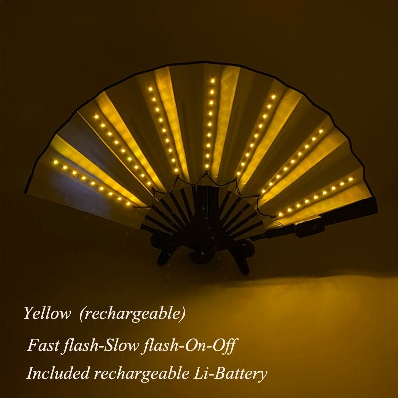 LED Folding Fan Light Up Hand Fan Glowing Party Festival Fan