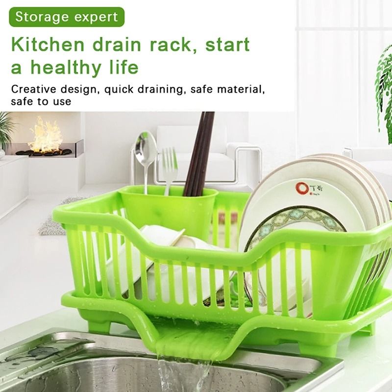 ClearFlow Kitchen Countertop Dish Drying Rack with Drainer Board