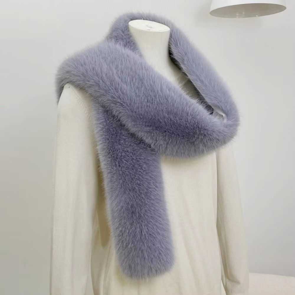 Luxury Plush Fake Fur Long Scarf 70.87in Soft Winter Wrap & Shawl
