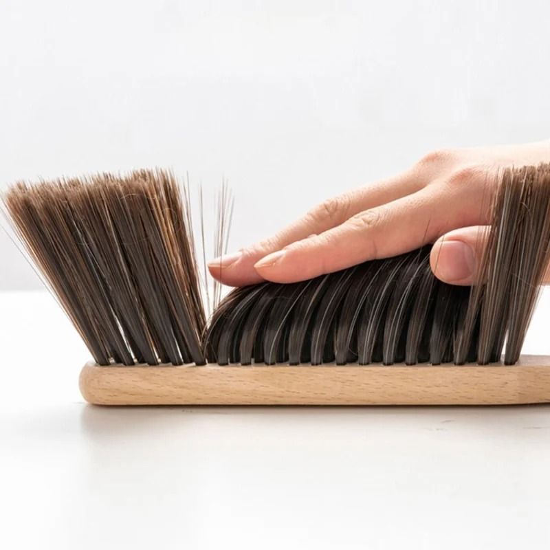 Natural Wood Bristles Brush Anti Static Desktop Bar Grinder Coffee Powder Cleaning Brush