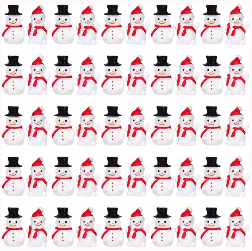Mini Christmas Snowman Figurines Set – Resin Mini Snowman Decor for DIY & Holiday Displays