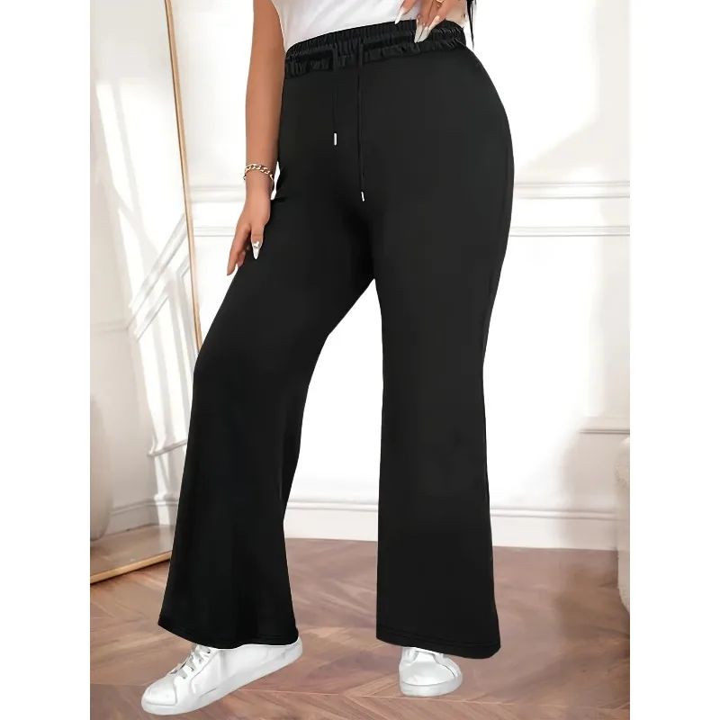 Plus Size 1XL–5XL Women's Casual Drawstring Pants – Slim Fit Solid Color Commuter Trousers