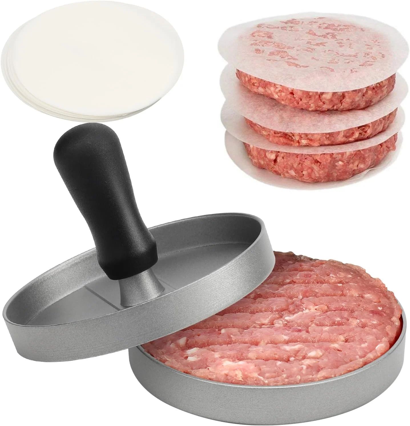 Aluminum Burger Press Patty Maker – Non-Stick Hamburger Mold for BBQ & Kitchen