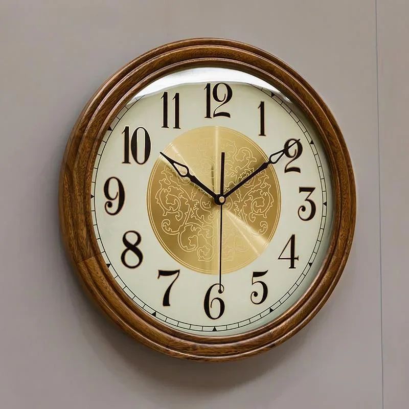 Nordic Solid Wood Wall Clock – Silent Minimalist Large Wooden Wall Clock for Modern Living Room Decor