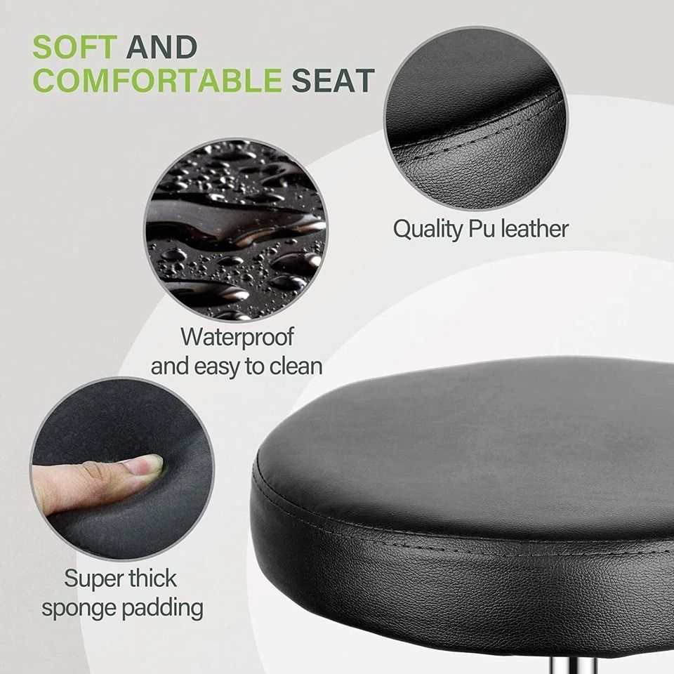 Adjustable Round Rolling Stool, Salon Swivel PU Leather Stool, Height Adjustable with Wheels, Smooth Casters