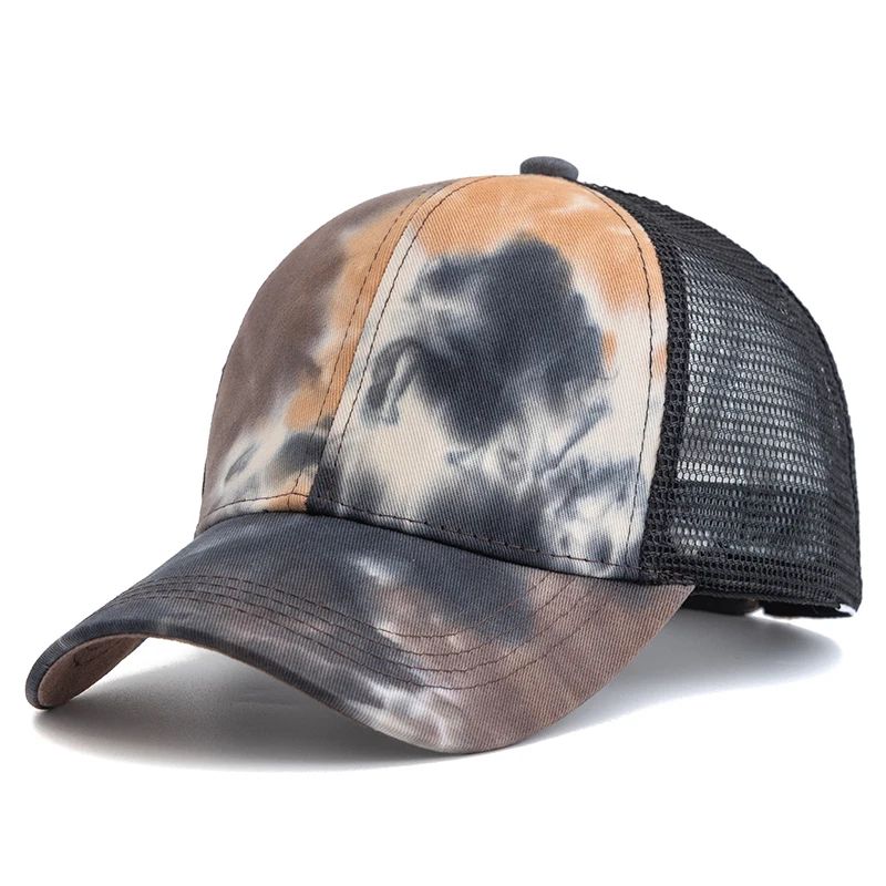 Women Tie Dye Ponytail Trucker Baseball Cap