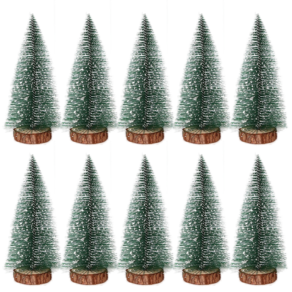 Snow Covered Mini Christmas Tree Decor, DIY Pine Ornaments, Festive Miniature Evergreen Trees for Home, Bar, and Holiday