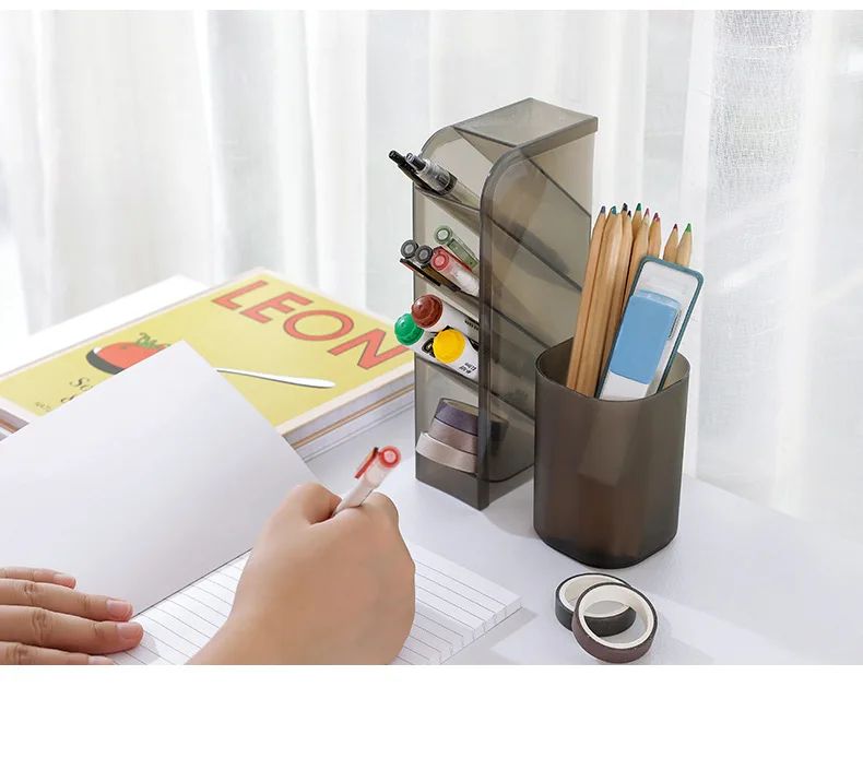 Matte Kawaii Large Capacity Desk Pen And Makeup Holder