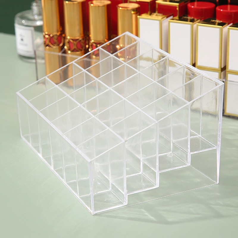 Grid Acrylic Cosmetics Storage Box, Lipstick Holder and Display Rack to Store and Sort Lipstick Nail Polish And Jewelry
