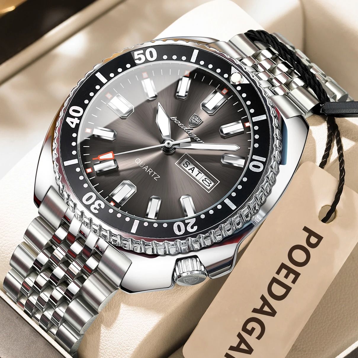 Poedagar Business Men Watch Waterproof Luminous Date Week