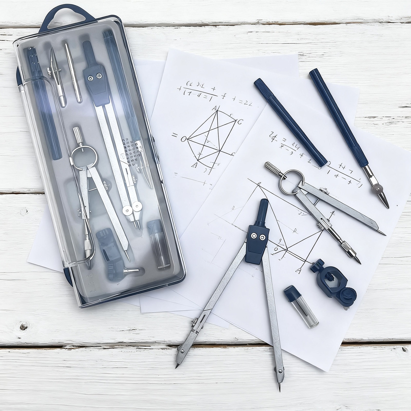 Precision Geometry Compass Set Professional Math Drafting Kit with Metal Tools
