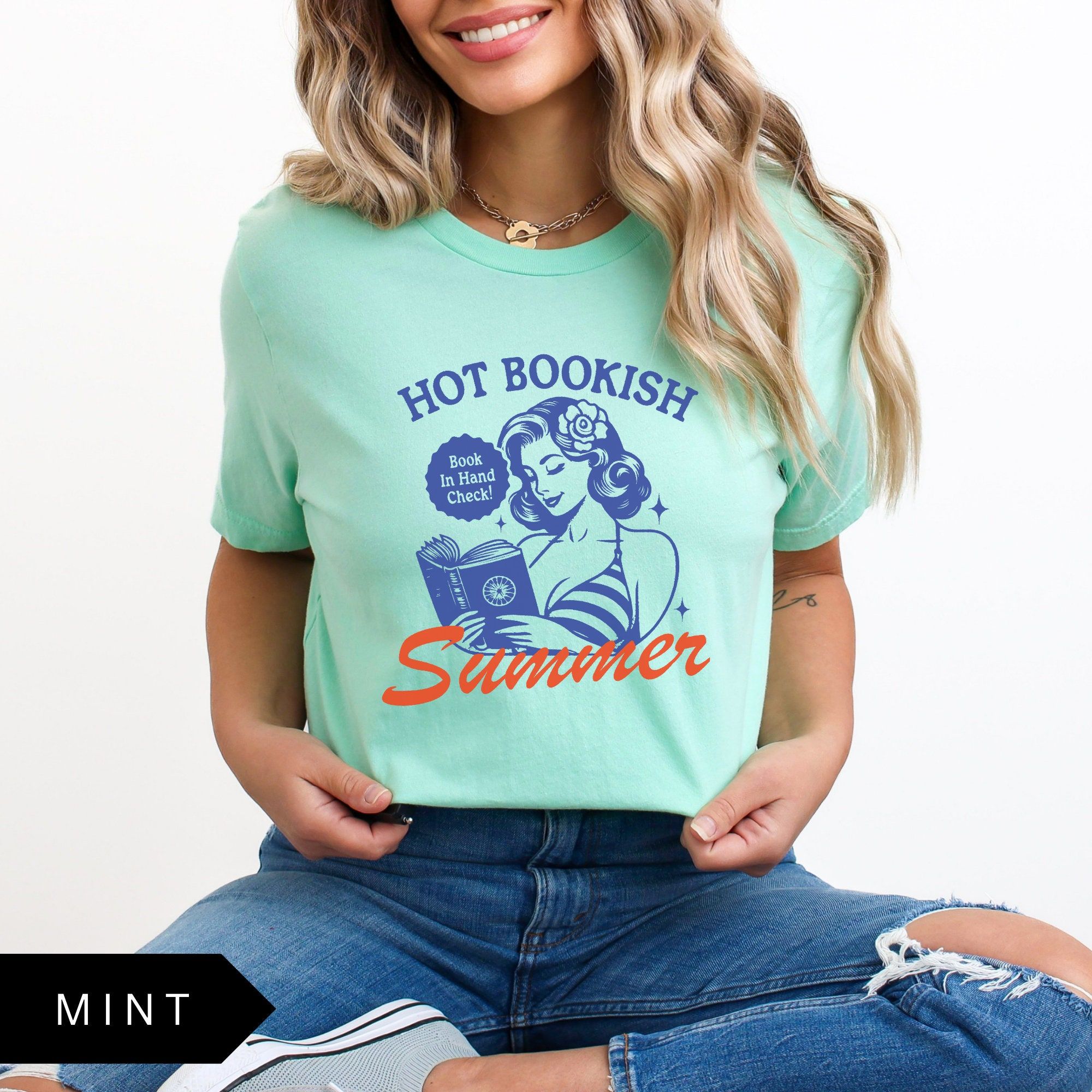 Hot Bookish Summer Shirt, Book Lover Shirt, Retro Tshirt, Vintage Shirt, Funny Book Shirt, Reading Tshirt, Book Gift