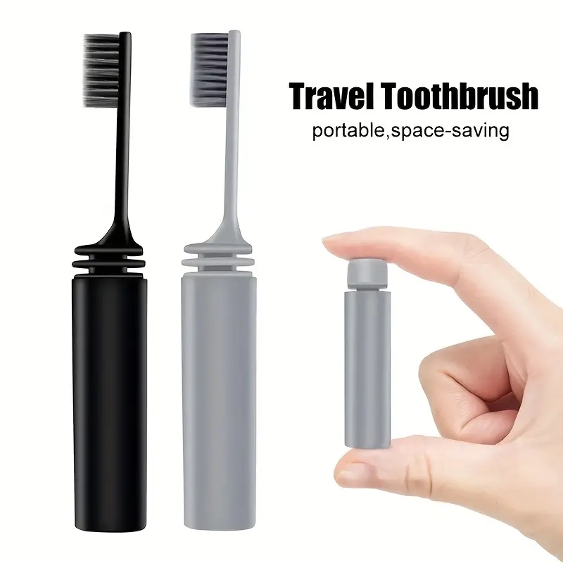 Portable Compact Charcoal Folding Toothbrush for Travel Camping and Hiking