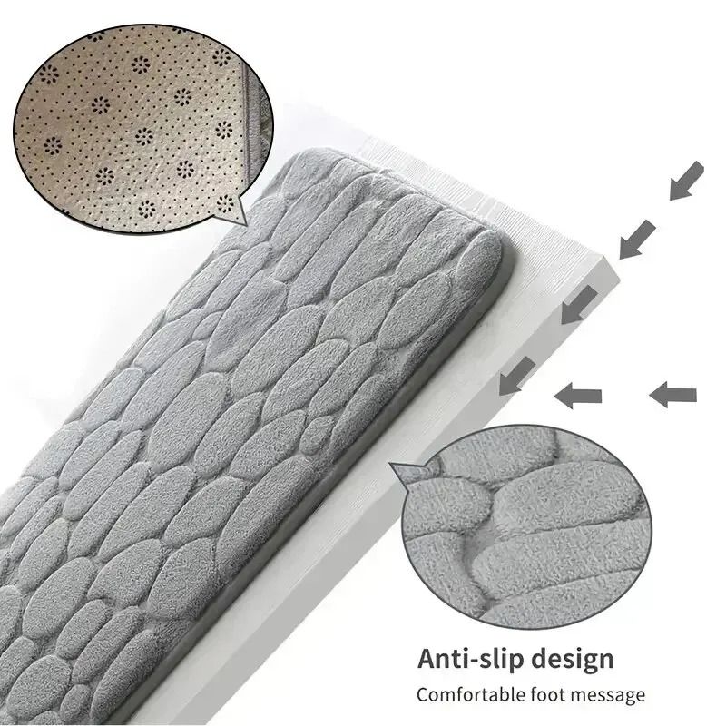 Embossed Pebble Fiber Carpet | Anti-Slip Bathroom & Living Room Mat