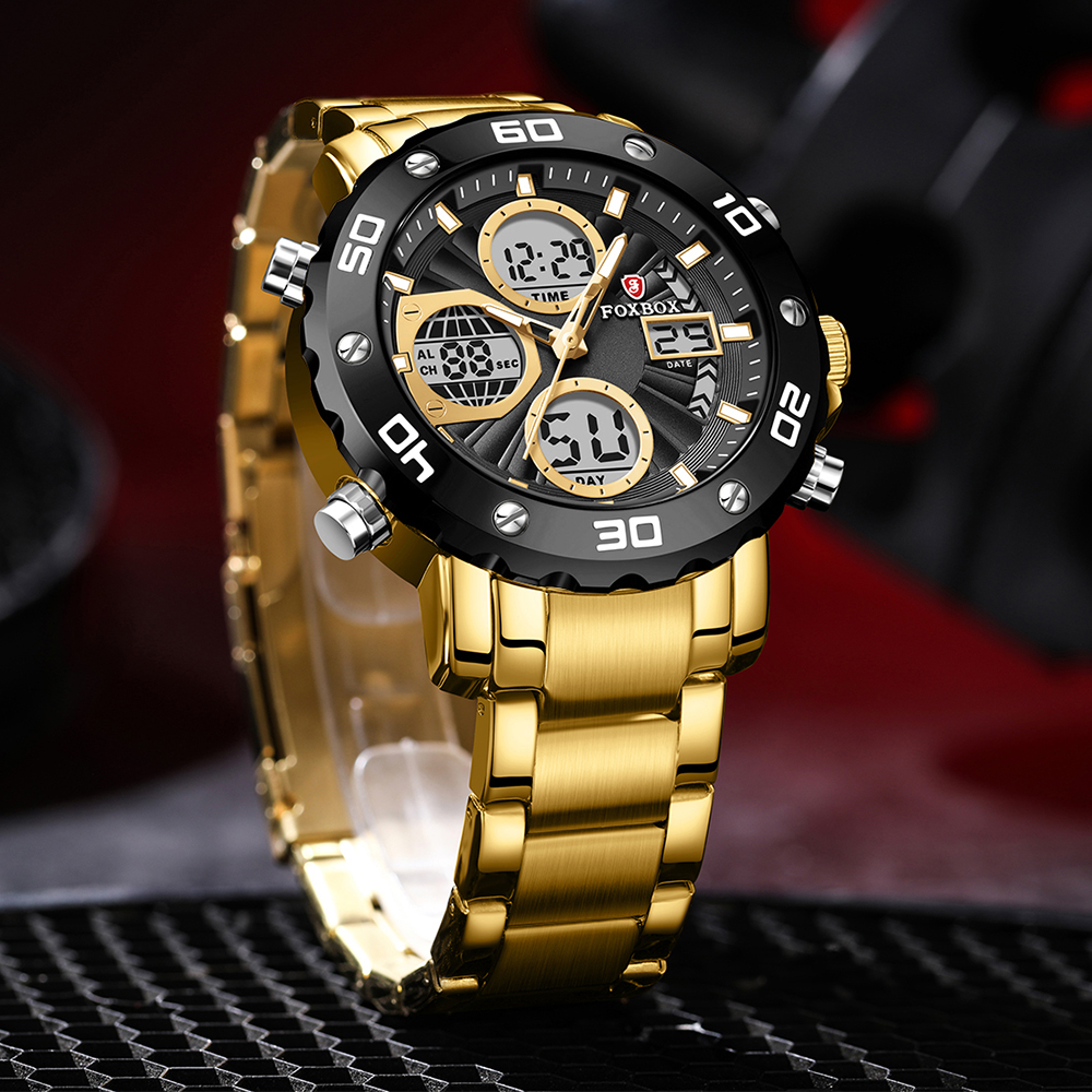 Military Sports Watch for Men Waterproof LED Quartz Digital Wristwatch with Box