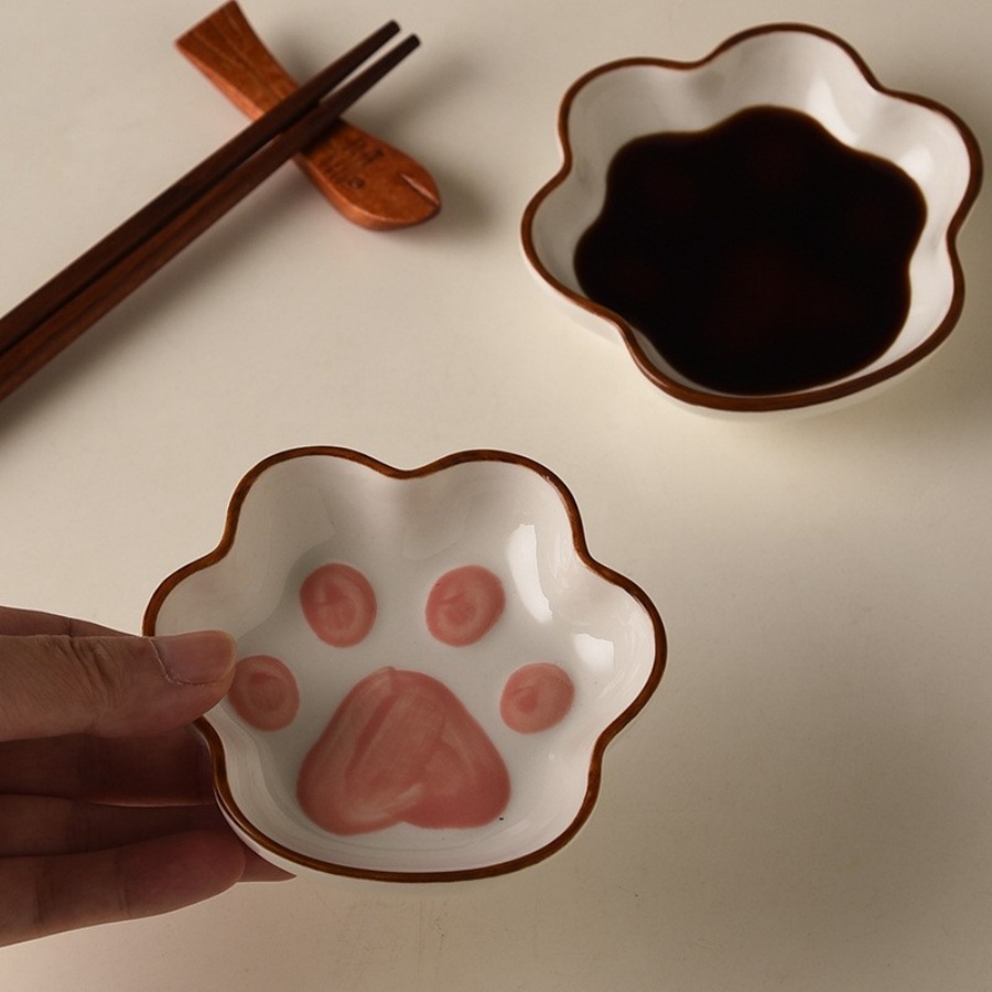 Cartoon Cat Paw Dish for Mustard, Soy Sauce, Tomato Sauce, Salad, Cute Home Dipping Plate