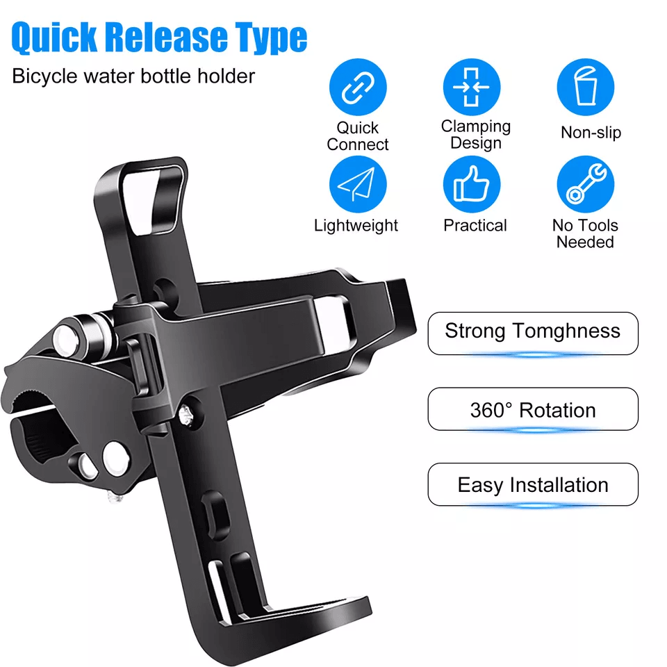 Bicycle Cup Drink Holder for Water Bottles, Cycling Handlebar Mount for Bike & Travel Mugs