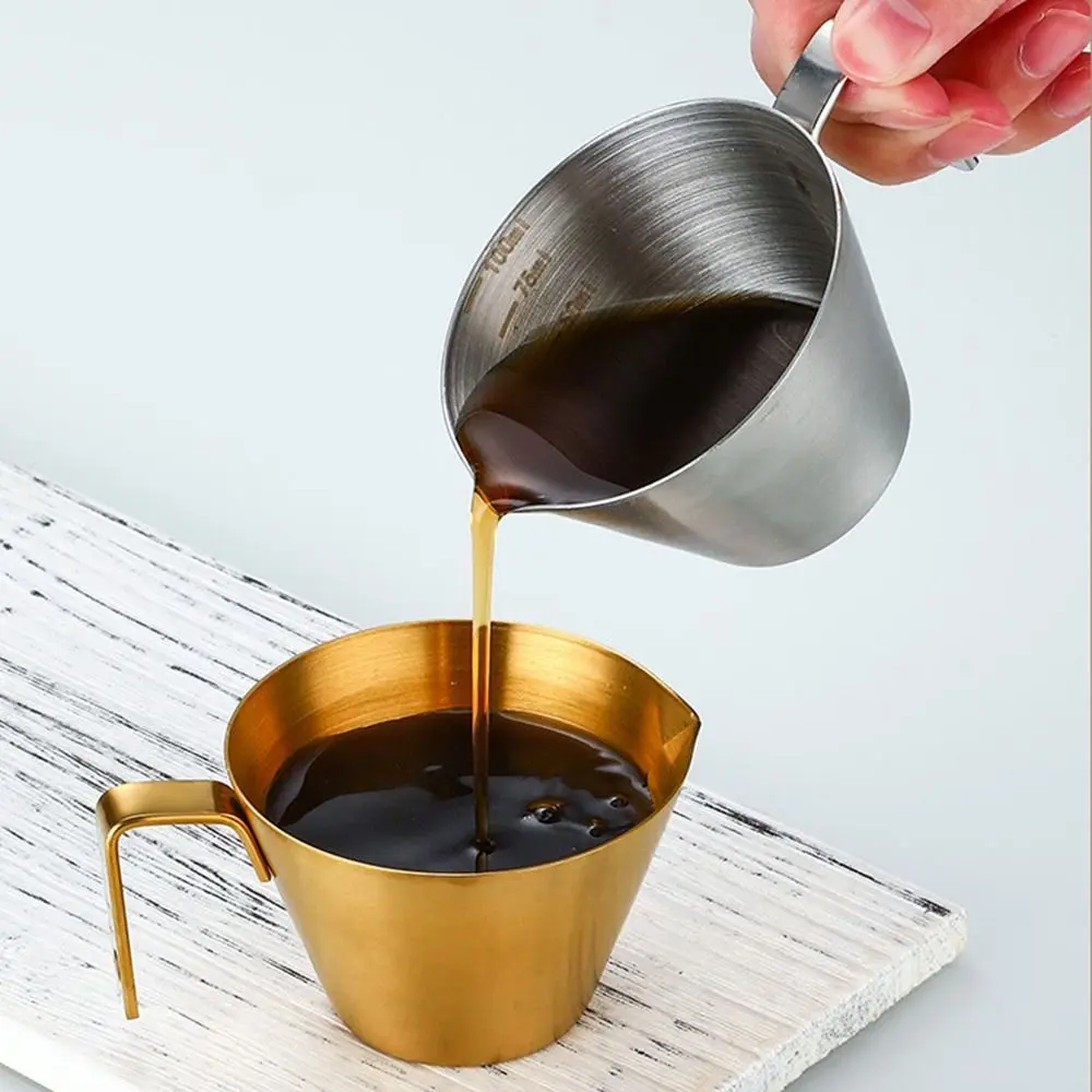 Stainless Steel Coffee Extraction Cup with Scale, Small Milk Spoon, Espresso Measuring Cup for Kitchen Tools, Perfect