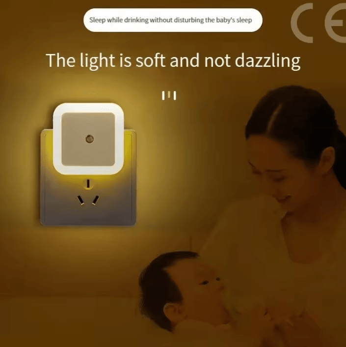 Wireless LED Night Light – Mini EU Plug Motion Sensor Tricolor Lamp
