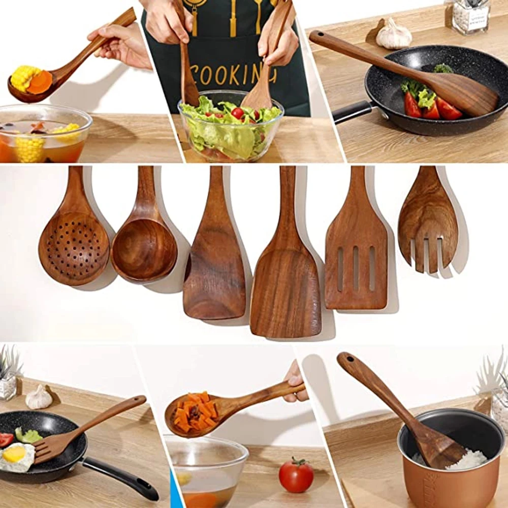 Cooking Utensils Wooden Set, Wooden Spoons, Soup Tools, Kitchen Gift