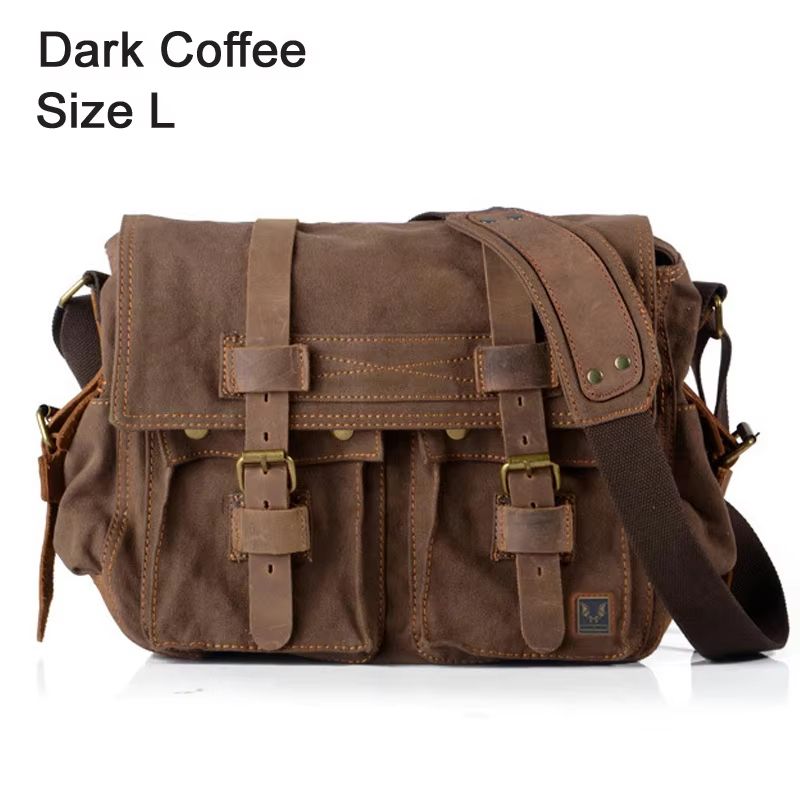 I AM LEGEND Canvas and Genuine Leather Men's Messenger Bag