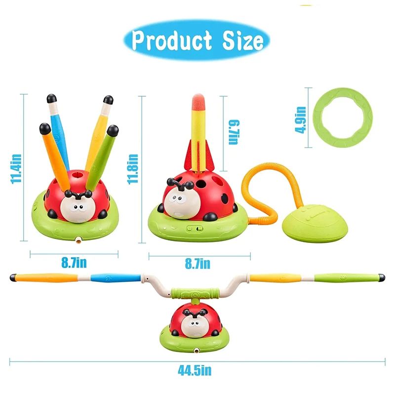 Ladybug Sport Entertainment Game Toy Multifunction Rope Skipping Machine, Jump Rocket Launcher Outdoor play for Kids